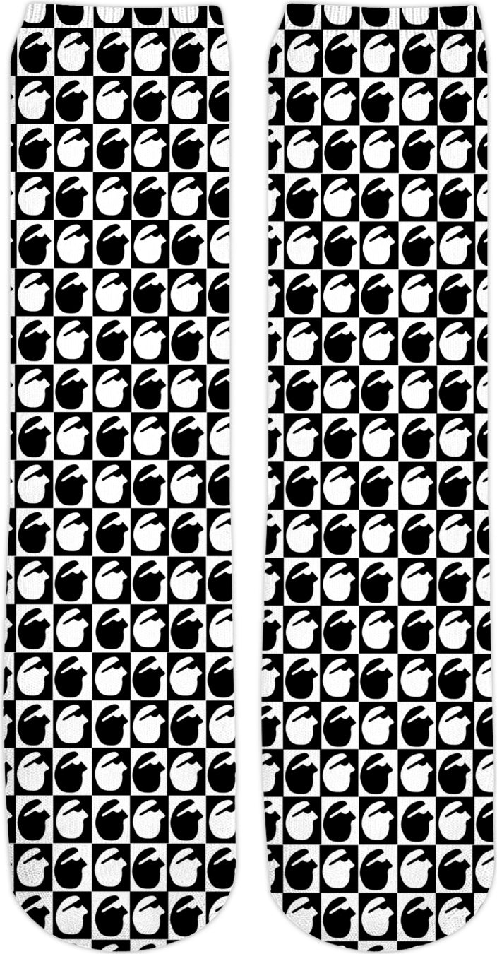 SUNNYDAYZE ALL OVER BLACK & WHITE CREW SOCKS