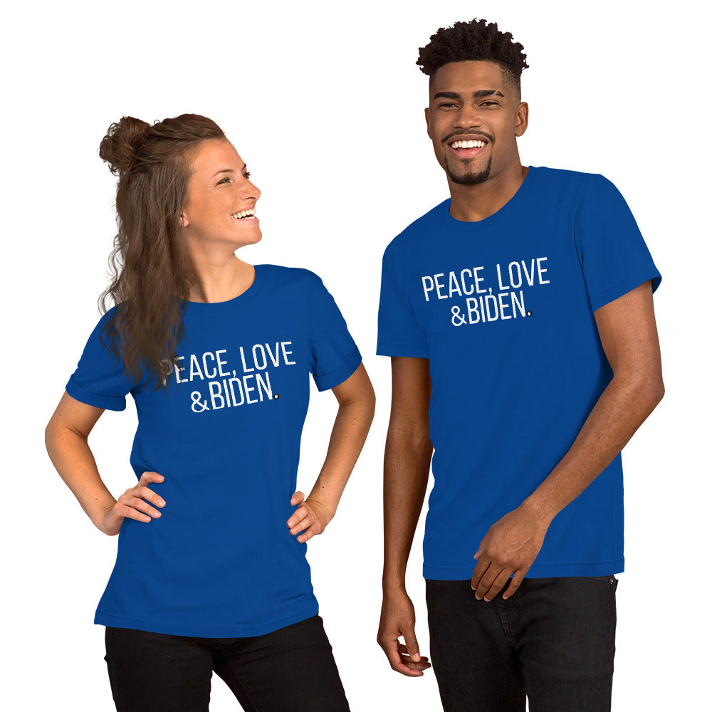 PEACE, LOVE & BIDEN Short-Sleeve Unisex T-Shirt