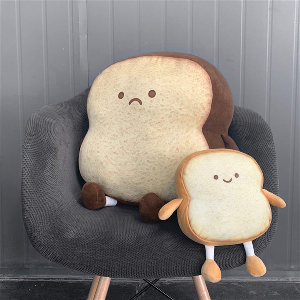 VHYHCY Toast Bread Pillow Funny Food Plush Toy Pillows Small Cute Stuffed Plush Toast Sofa Pillow (Toast Bread, Brown)